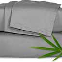 King Sheets by Pure Bamboo, Genuine 100% Organic Viscose Derived from Bamboo Bed Sheet Set, Luxuriously Soft & Cooling, Double Stitching, Lifetime Quality Promise (King, Stone Grey)