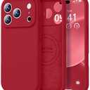 Vooii Magnetic for iPhone 17 Pro Max Case, Compatible with Magsafe (Premium Liquid Silicone) (Integrated Camera Control Button) Full Body Protective Anti-Scratch Microfiber Lining 6.9 inch, Red