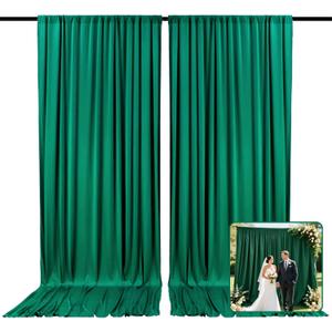 2 Panels Green Backdrop Curtain, 10 x 10 Feet Polyester Background Curtains for Parties, Weddings, Baby Showers, Halloween, Christmas, Birthday Party Photoshoot Backdrop Curtains Decorations