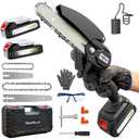 Mini Chainsaw Cordless, 4&6 Inch Electric Chainsaw Battery Powered, Handheld Chainsaw with 2 Batteries & Charger, Hand Chainsaw for Tree Trimming Wood Cutting