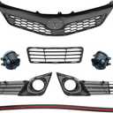 6PCS Front Bumper Grille Fog Light &Cover Trim Set For 2012 2013 2014 To-yota Camry SE
