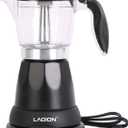 LAOION Cuban Coffee Maker, 6 or 3cup Electric Espresso Coffee Maker, Portable Cafeteras Electricas Modernas, Electric Moka Pot with Detachable Base & Overheat Protection, Coffee Gift for Home Travel (Black)