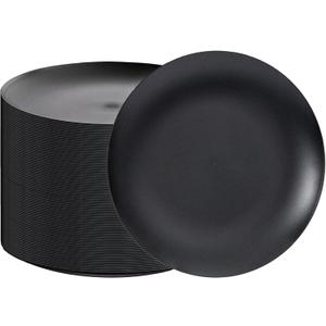 EI enjonirinjonir 80pcs Black Plastic Plates Disposable for Dinner,10.25inch Party Plates Disposable Heavy Duty,Elegant Matte Plastic Plate Frosted is Ideal for Wedding/Birthday//Tables Decoration