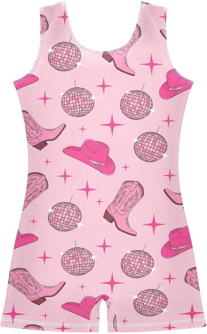 VIGTRO Girls Gymnastics Leotards Sleeveless Dance Unitards One-Piece Active Biketards with Shorts Tumbling Outfit 2-10T (Pink)