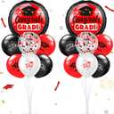 Kasyat 2 Set Red and Black 2026 Graduation Table Centerpiece Balloon Stand Kit Congrats Grad Foil Balloons for Graduation Party Supplies Decorations