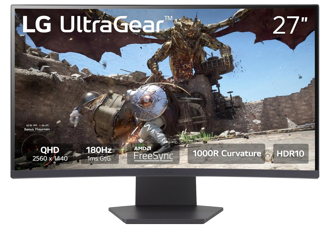 LG 27GS60QC-B Ultragear 27-inch Curved Gaming Monitor QHD (2560X1440)