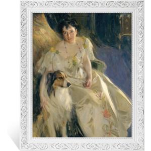 Ornate Canvas Frame for 12x16 Oil Paintings Art Prints, Antique White Frame for Landscape Portrait, Open Back Wood Frame for Home Office Gallery Wall Decor (No Plexiglass & Backing Board)