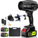 Powerful Cordless Leaf Blower, 21V Electric Handheld Blower with 2 Battery & Charger, 980,000 RPM Variable Speed, Lightweight for Yard Lawn Debris, Leaves, Grass Clippings Cleanup