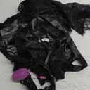 Avidlove Women Sexy Lingerie Set 3 Piece Bra and Panty Sets with Lace Kimono Robe Sleepwear Mesh Nightgown (Small, Black)