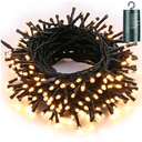 Toodour Battery Christmas Lights, 68.9ft 200 LED Christmas String Lights with 8 Twinkle Modes, Timer, Waterproof Battery Operated String Light for Home, Party, Holiday, Xmas Decor - Warm White