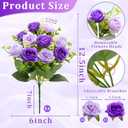 TURNMEON 40 Heads Fake Roses Artificial Flowers for Outdoors, 4 Bouquets UV Resistant Fake Flower Bouquet Faux Silk Roses for Wedding Birthday Party Home Mother's Day Cemetery Summer Decor(Purple)