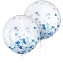 Jumbo Blue & Silver Confetti Latex Balloons - 24" (4 Ct) - Premium Quality, Eye-Catching Party Decor for Birthdays, Weddings & Celebrations