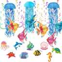 Under The Sea Party Decorations Set & Hanging Jellyfish Paper Lanterns,Mermaid Birthday Decor Supplies for Ocean Theme Party,Baby Shower,Wedding,Classroom&Nautical Events