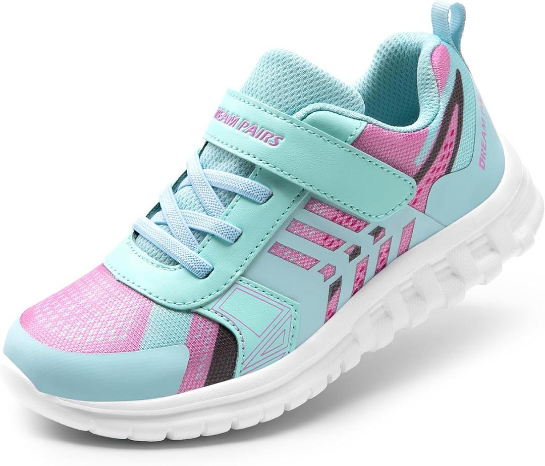 DREAM PAIRS Girls Boys Shoes Kids Tennis EZ-Ons Quicksteps School Sneakers Breathable Running Athletic Shoes (4 Big Kid, Mint Green/Pink)