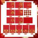 Motiskyy 144pcs/48set Happy Chinese New Year Cards with Red Envelopes Bulk Lunar Year of The Horse 2026 7.87 x 5.91 Inch Greeting Cards with Envelopes and Stickers Chinese Hong Bao Gifts