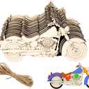30 Pack 4 Inch Wood Motorcycle Cutouts Unfinished Wood Motorcycle Crafts Wooden Motorcycle Hanging Ornaments DIY Motorcycle Craft Gift Tags for Home Party Decoration