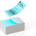 Label KINGDOM Thermal Label Printer Paper, 4"x 6" 500-Fanfold Blue Stickers for Polono, Phomemo Direct Thermal Printer for Shipping Address Label, 1 Roll