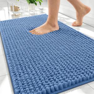 OLANLY Thick Bathroom Rugs 30x20, Extra Soft Absorbent Chenille Bath Rugs, Rubber Backing, Machine Wash, Bath Mats for Bathroom Floor, Tub and Shower, Home Decor Accessories, Cornflower Blue