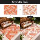 Pauwer Waterproof Outdoor Rug 9x12, Reversible Plastic Straw Patio Camping Rug, Indoor Outdoor RV Mat Carpet for Deck, Camper, Porch, Balcony, Backyard, Picnic, Leaf Orange