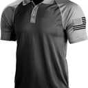 H HYFOL Short Sleeve Polo Shirts for Men Graphic Stretch Casual American Patriotic Raglan Golf Polos for Men (3X-Large, 8-dark Grey)