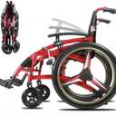 Ultra Lightweight Manual Wheelchair, Aluminum Frame, 24-Inch Solid Tires, Quick-Fold Design, Transport Ready, with Safety Belt and Back Pocket, 220 lbs Capacity, Seat Width 17 inch (yundong24A)