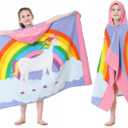 MOKANI Kids Cotton Hooded Towels | Super Soft & Thick & Super Absorbent | 50" x 30" Beach Bath Swimming Towels for Girls Boys Ages 3-12 (Unicorn)