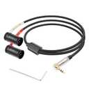 Right-Angle 1/8" inch to Dual Rotatable Right-Angle XLR Cable, 3.5mm to Adjustable-Angle Low-Profile XLR Male Microphone Adapter Connector, 3 FT