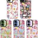 for iPhone 17 Case [Military-Grade Drop Protection/Playful Soft Slim TPU Protective/Camera Protection/Women & Girls] - Y2K Pink Collage Pattern with Cute Animals & Disco Glam