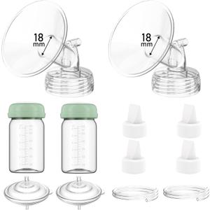 Breast Pump Parts Compatible with Spectra S1/S2/9 Plus/Synergy Gold, Full Set Replacement Parts for Spectra Include 18mm Flange, Duckbill Valve, Backflow Protector, Tubing, Bottle, Not Original Parts