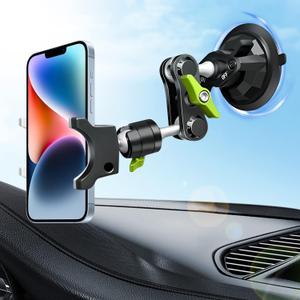 Suction Cup Phone Mount 360 Rotating Universal Ball Head Arm for Car Dashboard Windshield Vehicle Sunroof (Black)