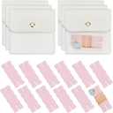 OLYCRAFT 18 Pack Pink Portable Necklace Display Cards with White Storage Bags PU Leather Jewelry Holder Tangle-Free Jewelry Organizer Set for Home Travel Earrings Rings Necklaces Jewellry Storage