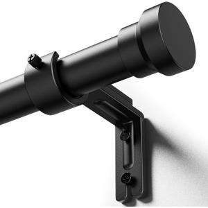YaFex Curtain Rods 32-144 Inch, Heavy Duty 1 Inch Adjustable Curtain Rod for Windows, Black Extra Long Window Treatment Rods, Modern Design, Easy Installation