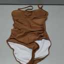 One Piece Swimsuit for Women Tummy Control Mesh Bathing Suits Sexy Push Up Swimsuits Slimming Square Neck Swimwear (Brown, M)
