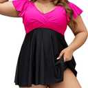 Edelqual Women\'s Plus Size Tankini Swimsuits Swim Dress Tummy Control Bathing Suits Two Piece High Waisted Swimwear 2025 3XL