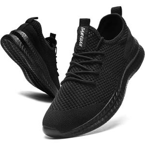 Womens Walking Tennis Shoes Non-Slip Lightweight Running Sneakers, 44, Black