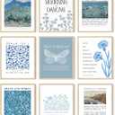 FYARTKJ 9Pcs Bible Verse Wall Art Prints Christian Blue Scripture Quotes Posters Vintage Religious Gallery Wall Decor Pictures for Living Room Bedroom Decoration, 8x10in Unframed