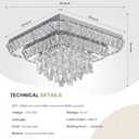 COCOSTAR Crystal Chandeliers, Modern Led Luxury Chandelier, 25" Suqare Flush Mount Chandelier Ceiling Light, Chandeliers for Dining Room, Living Room, Bedroom