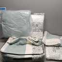 Madison Park 100% Cotton Quilt Set Floral Print, Double Sided Stitching, All Season, Lightweight Coverlet Shabby Chic Bedding Layer, Matching Shams, Full/Queen, Light Teal 6 Piece,Aqua