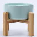 Petygooing Elevated/Raised Ceramic Dog Bowl for Small Breeds, Dog Food Water Dish with Stand,Pet Feeding Bowl with Anti Slip Rubber for Cats and Small Dogs Puppy 13.5 OZ (5.1In / 1.7 Cups) Blue Sky