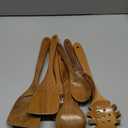 Bamboo Cooking Utensils 8-Piece, Wooden Kitchen Tools with Holder, Non-Toxic Natural Spatula & Spoon Kit with Turner, Slotted Spoon, Ladle, Tongs & Salad Fork