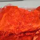 Girls Embroidery Flower Lace Long A Line Pageant Dress Floor Length Princess Prom Tulle Maxi Gown for Wedding Party Birthday (Red, S)