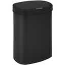 BestOffice | 13 Gallon Trash Can with Lid | Automatic Touchless Garbage Can | Odor Control | Modern Oval Design | Easy to Clean | Plastic | Black | Fits Any Kitchen, Bathroom, Office or Home