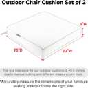 Favoyard Patio Chair Cushions 20 x 20 x 3 Inch Waterproof Outdoor Seat Cushions for Patio Furniture 3-Year Color Fastness Garden Sofa Couch Chair Pads with Handle & Adjustable Straps Set of 2, Green