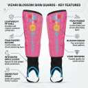 Vizari Blossom Toddler Soccer Shin Guards for Girls - Dual-Layered Protection - Ventilated Football Shin Pads with Ankle Protection, Pink/Blue, XXS, Stylish Design Ankle Guard with Adjustable Fit