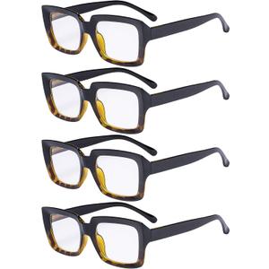 Eyekepper 4 Pack Stylish Reading Glasses Women - Oversized Square Readers Black/Tortoise