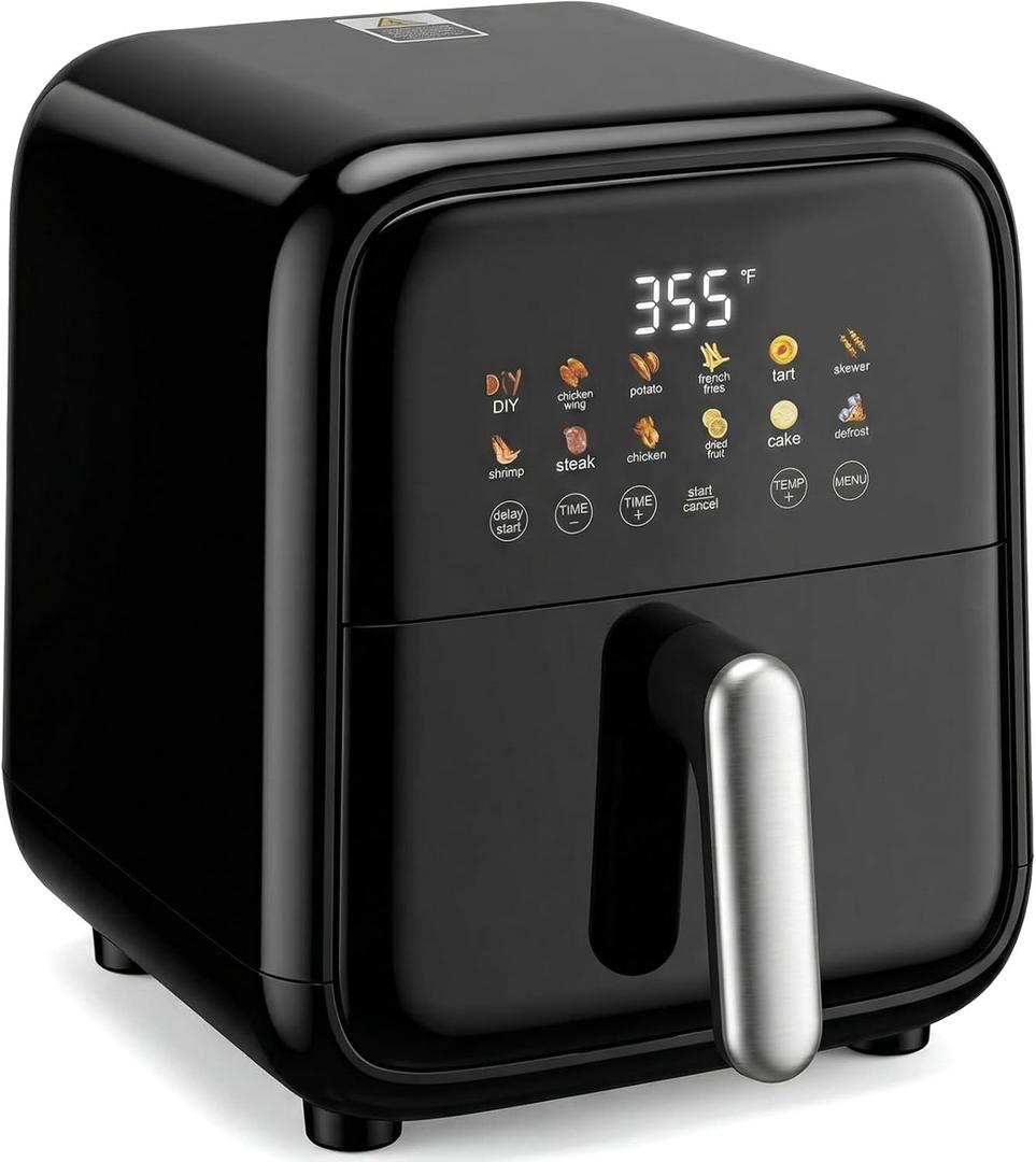 OLIXIS Air Fryer with Window 7.9QT, 12-In-1 Large Air Fryer for Family, 400F Rapid Air Crispy Technology, Roast Bake Dehydrate Reheat, Nonstick & Easy-Clean Basket, 1800W, Black, 8L