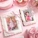 Chunful 2 Set Pink Bow Picture Frames 5 x 7 Inch Coquette Baby Shower Decorations 4 x 6 Inch Vintage Picture Photo Frames Pink Ribbon Bow Room Decor Cute Girly Birthday Gifts for Tabletop Wall Hanging