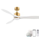 52 Inch Smart Gold White Ceiling Fans with Lights and Remote, Quiet DC Motor,High CFM,Control with WIFI Alexa APP,Modern Indoor outdoor Ceiling Fans with Dimmable LED Light for Bedroom Patio Porch
