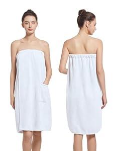 Women'S Soft Wrap Towel Full Length，Bath Robe After Shower Female Plush Long，Spa Bathrobes Lightweight With Pockets (US, Alpha, One Size, Regular, Regular, White)