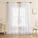 SEEKRIGHT Sheer Lace Curtains 72 Inch Length 2 Panels White Floral Curtains for Living Room Bedroom Rod Pocket Light Filtering Drapes Victorian Flower Window Curtains Decor, 52x72